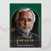 Moderne minimale groene pensioenpartij folie uitnodiging (Voorkant)