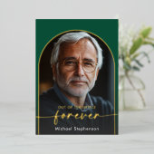 Moderne minimale groene pensioenpartij folie uitnodiging (Staand Voorkant)