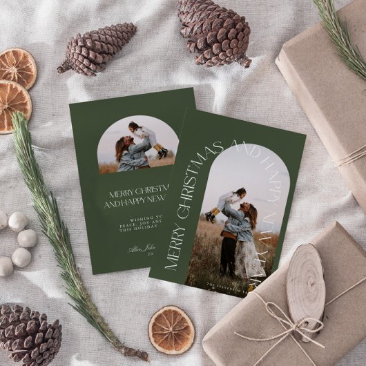 Moderne, minimale groene pleister 2 Foto voor kers Feestdagenkaart