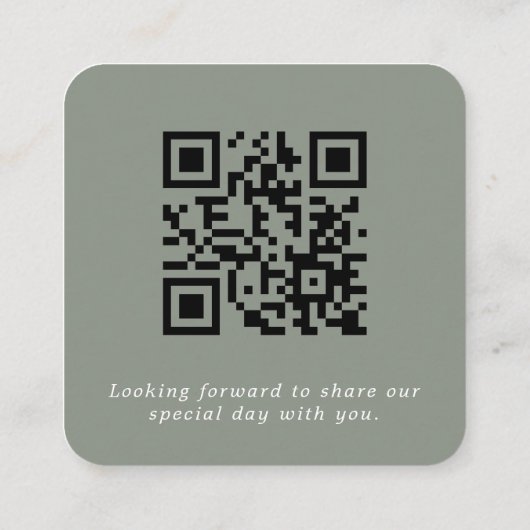 Moderne Minimale Groene Sage RSVP QR Code Kaart (Achterkant)