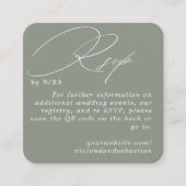 Moderne Minimale Groene Sage RSVP QR Code Kaart (Voorkant)