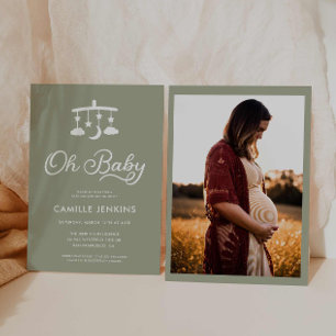 Moderne minimale groene salie OH Baby shower Kaart