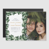 Moderne minimale groene tropische palmfotobruiloft (Voorkant / Achterkant)