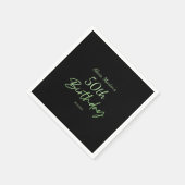 Moderne & Minimale Groene Typografie Zwart Verjaar Servet (Hoek)