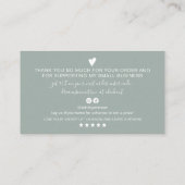 Moderne minimale groenere het manuscriptorde dank  visitekaartje (Achterkant)