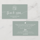 Moderne minimale groenere het manuscriptorde dank  visitekaartje (Voorkant / Achterkant)