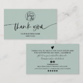 Moderne minimale groenere het manuscriptorde dank  visitekaartje (Voorkant / Achterkant)