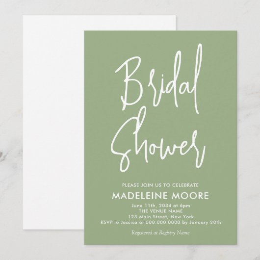 Moderne minimale groeneverschijning van de Sage - Kaart (Voorkant / Achterkant)