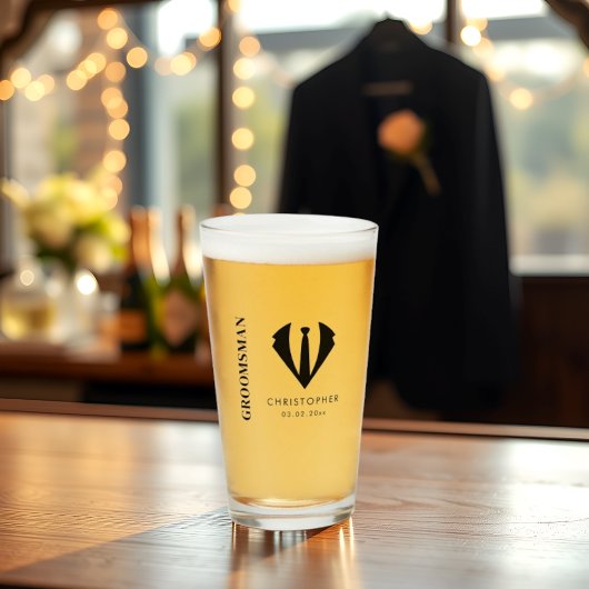 Moderne minimale Groomsman Naam Bruiloft Feest Gif Glas