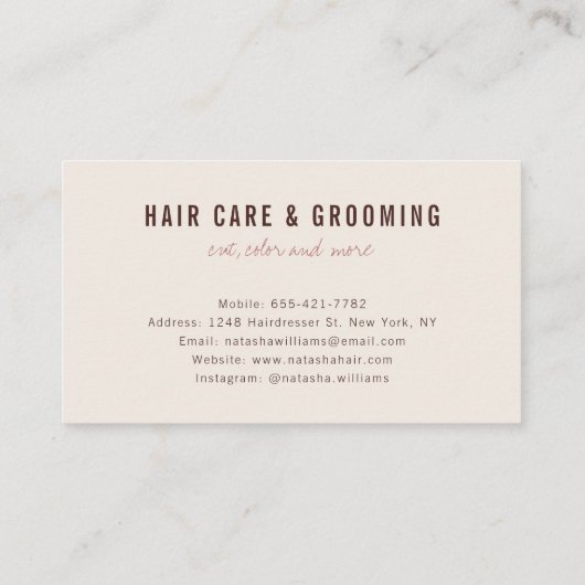 Moderne minimale haarstijl illustratie lineart visitekaartje (Achterkant)