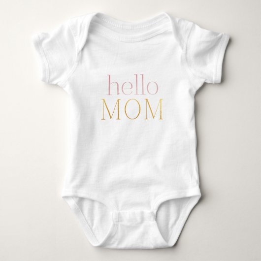 moderne, minimale hallo MOM roze gouden Folie Romper (Voorkant)