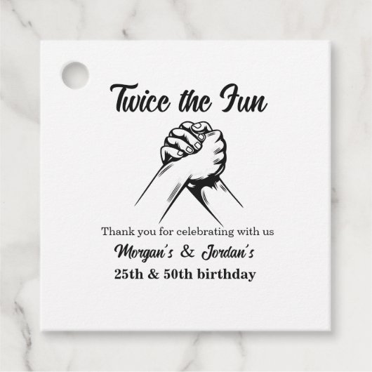 Moderne Minimale Handen Grijs Gewricht Verjaardag Bedankjes Labels (Voorkant)