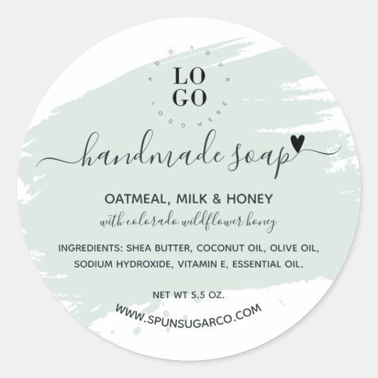 Moderne minimale handgemaakte Homemade Soap Ronde Sticker (Voorkant)