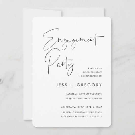 Moderne Minimale handgeschreven Script Engagement Kaart (Voorkant)