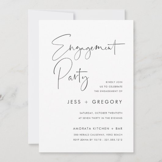 Moderne Minimale handgeschreven Script Engagement  Kaart (Voorkant)