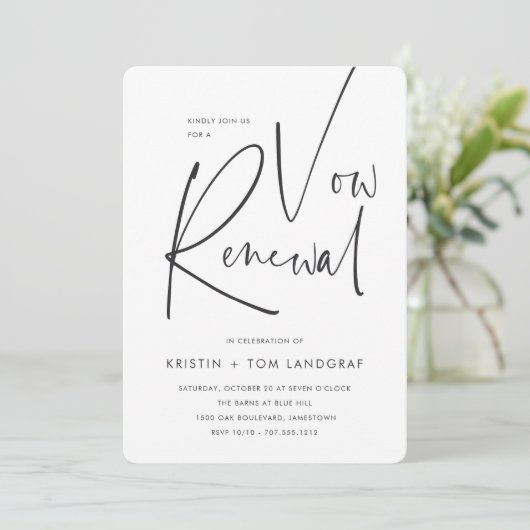 Moderne minimale handgeschreven script geloften ve kaart (Staand voorkant)