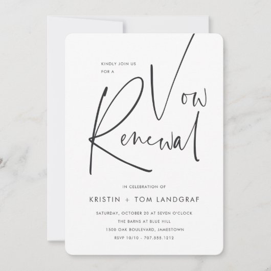 Moderne minimale handgeschreven script geloftenver kaart (Voorkant)