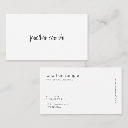 Moderne, minimale handmatige handmatige handmatige visitekaartje (Voorkant / Achterkant)