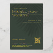 Moderne minimale handpalmen | Verjaardag Weekend Folie Uitnodiging (Voorkant)