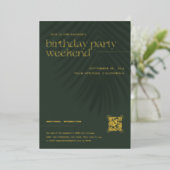 Moderne minimale handpalmen | Verjaardag Weekend Folie Uitnodiging (Staand Voorkant)