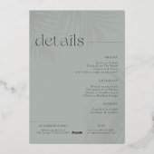 Moderne minimale handpalmen | Verjaardag Weekend Folie Uitnodiging (Achterkant)