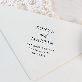 Moderne minimale handschrift koppels namen adres zelfinktende stempel
