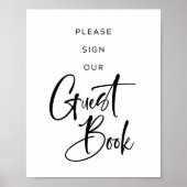 Moderne Minimale handtekening voor het Guestbook Poster (Voorkant)