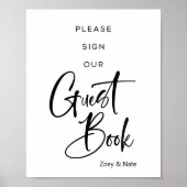 Moderne Minimale handtekening voor het Guestbook Poster (Voorkant)