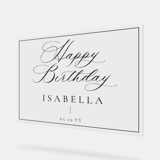 Moderne minimale Happy Birthday Script Typografie Acryl Bord (Hoek)