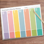 Moderne minimale, heldere weekendplanner met naam notitieblok<br><div class="desc">Een regenboog van kleuren om van uw wekelijkse planner een leuk evenement te maken. Voeg je eigen titel toe en maak het je eigen titel!</div>