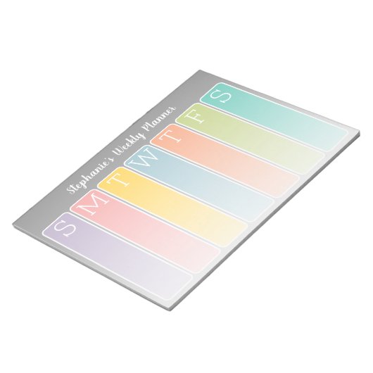 Moderne minimale, heldere weekendplanner met naam notitieblok (Schuin)