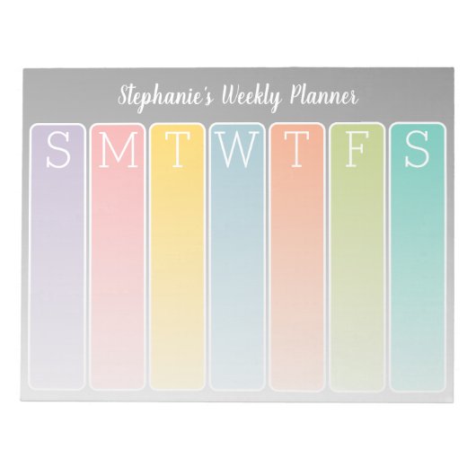 Moderne minimale, heldere weekendplanner met naam notitieblok (Voorkant)