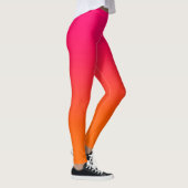 Moderne, minimale helderroze en Oranje gradiënt Leggings (Rechts)