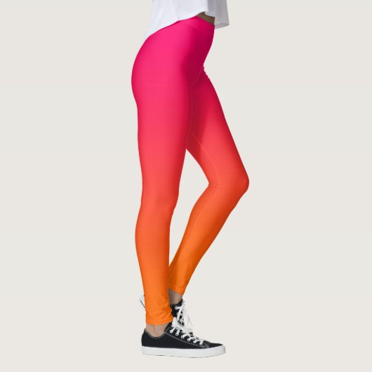 Moderne, minimale helderroze en Oranje gradiënt Leggings (Rechts)