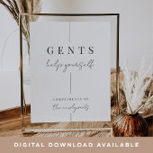 Moderne minimale heren bruiloft badkamer mand teke poster