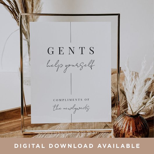 Moderne minimale heren bruiloft badkamer mand teke poster