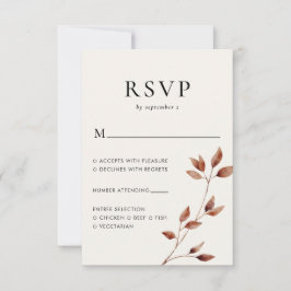Moderne Minimale Herfstbladeren Bruiloft in de her RSVP Kaartje