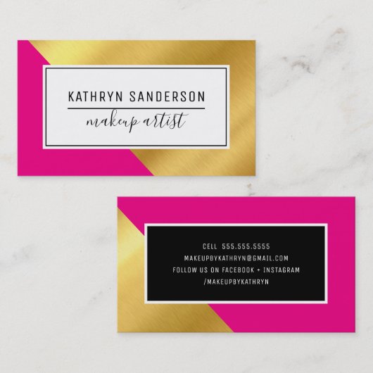 MODERNE MINIMALE HOEK gouden hoek heet roze Visitekaartje (Voorkant / Achterkant)