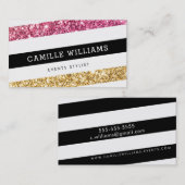 MODERNE MINIMALE hoek streep vet goud roze glitter Visitekaartje (Voorkant / Achterkant)