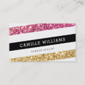MODERNE MINIMALE hoek streep vet goud roze glitter Visitekaartje (Voorkant)