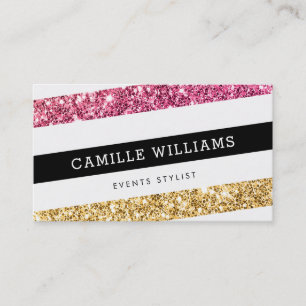 MODERNE MINIMALE hoek streep vet goud roze glitter Visitekaartje