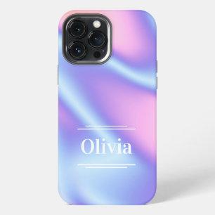 Moderne minimale holografische gradiënt paars roze iPhone 13 pro max hoesje
