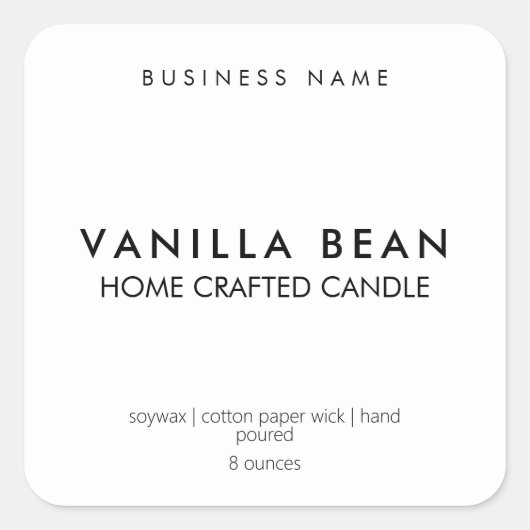 Moderne, minimale Homemade Candle Label Sticker (Voorkant)