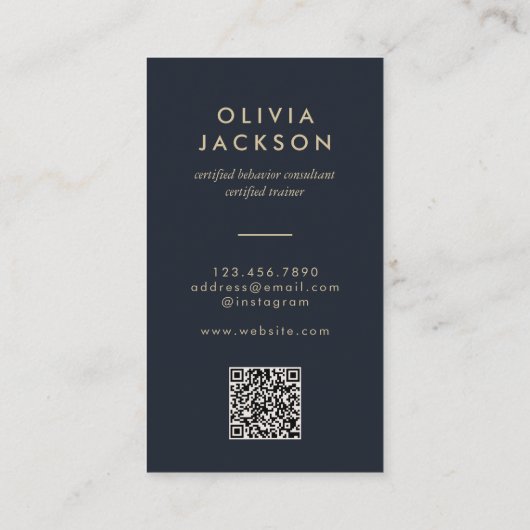 Moderne minimale hondentrainer huisdier sitter QR- Visitekaartje (Achterkant)