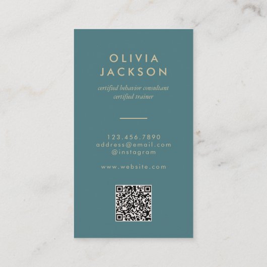 Moderne minimale hondentrainer huisdier sitter QR- Visitekaartje (Achterkant)