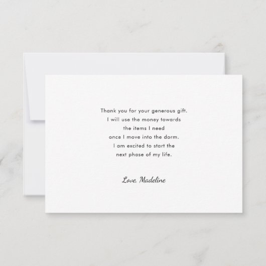 Moderne minimale horizontale foto-Afstuderen Bedankkaart (Achterkant)