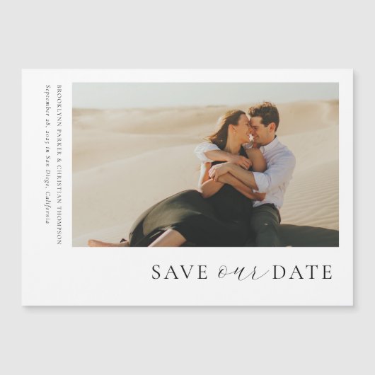 Moderne minimale horizontale foto bespaart de datu magnetische uitnodiging (Voorkant)