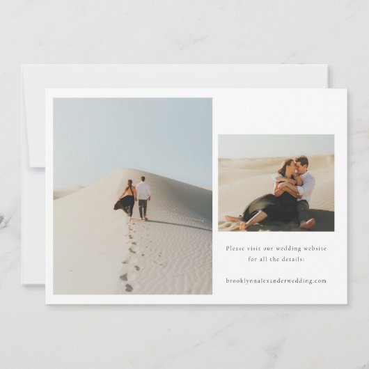 Moderne, minimale horizontale foto-zijtekst save the date (Achterkant)