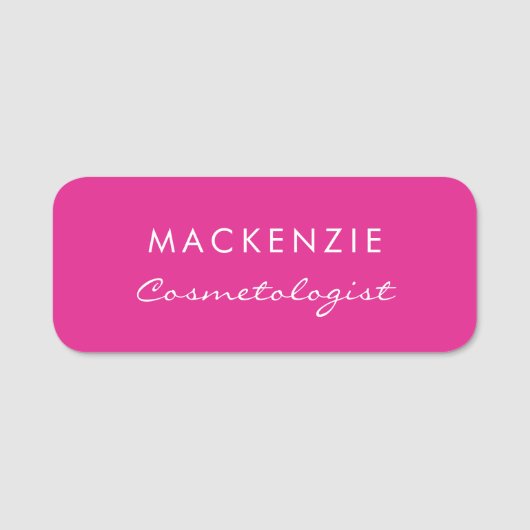 Moderne minimale Hot Pink Professional-medewerker Naamplaatje (Voorkant)