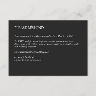 Moderne minimale houtskool bruiloft RSVP kaartje